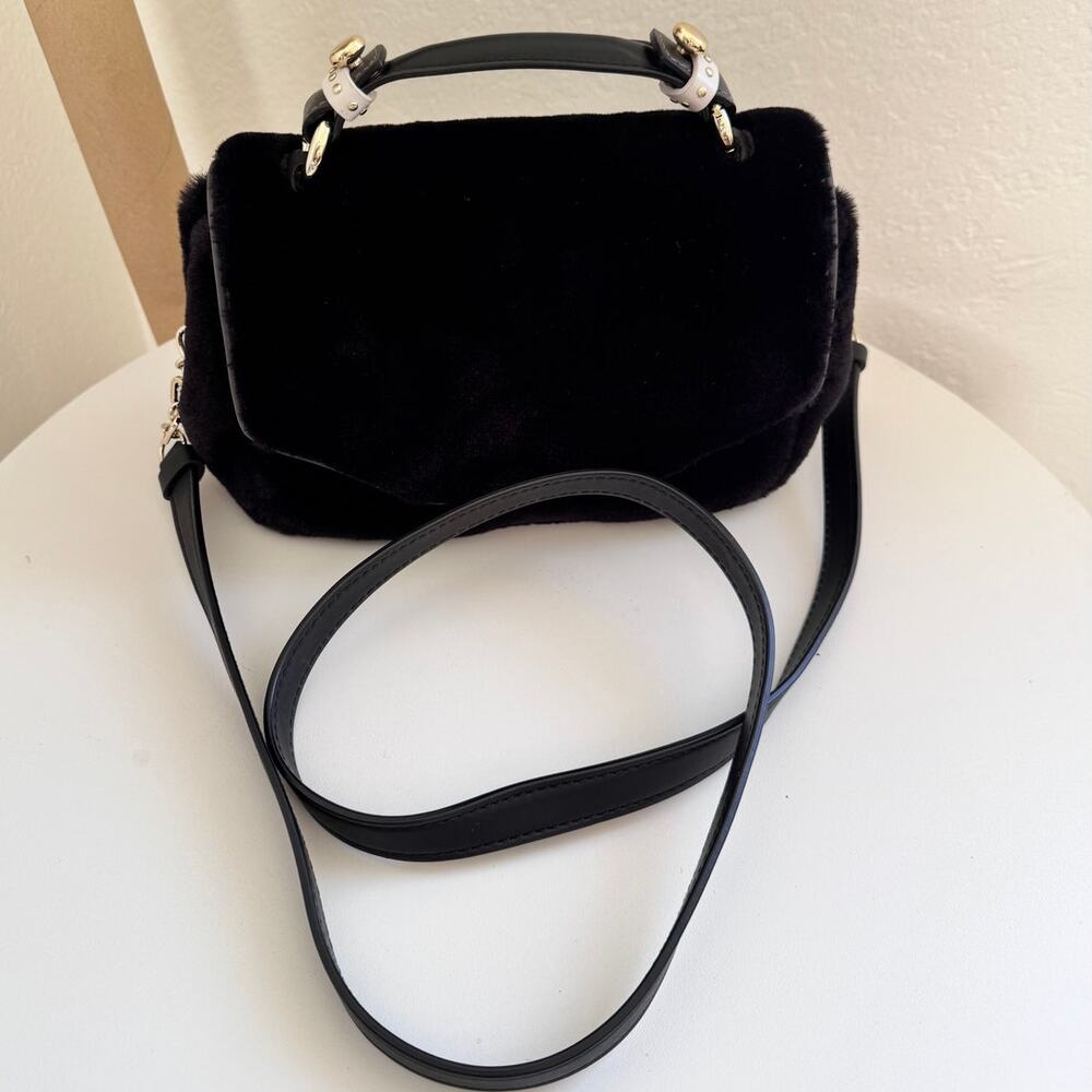 Maje Faux Fur Evening Bag Handle/Crossbody Black - Picture 4 of 7